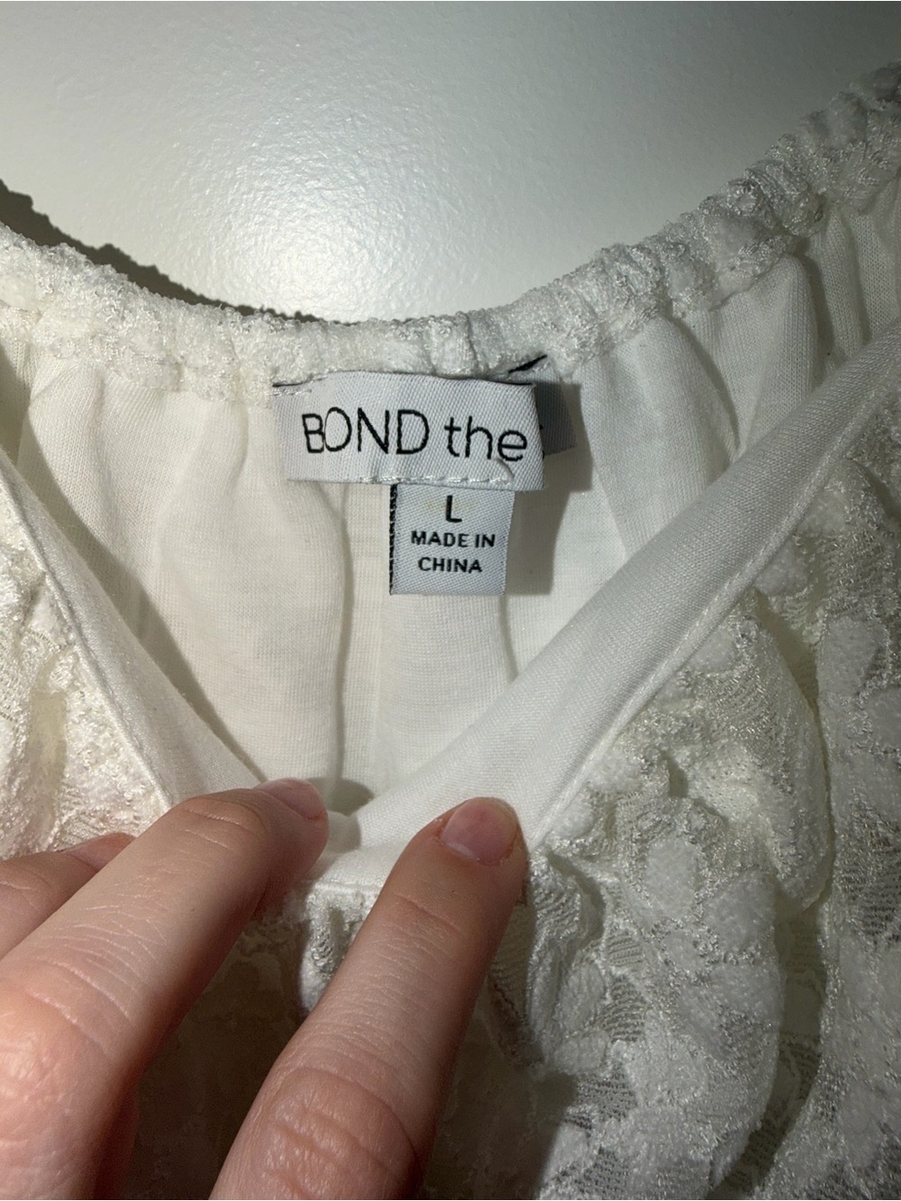Crop Top Lace Tie-Around Long Sleeve Top - White - Picture 3 of 3